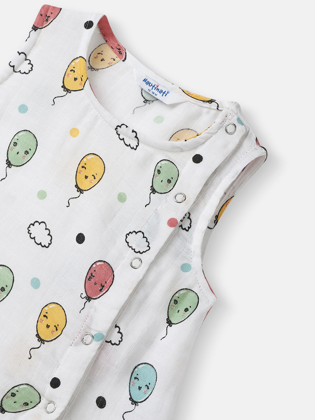Nautinati Girls' Cotton Balloon Print Sleeveless Top and Shorts Coord Set