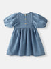 Nautinati Girls’ Blue Denim Floral Embroidery Dress