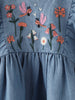 Nautinati Girls’ Blue Denim Floral Embroidery Dress
