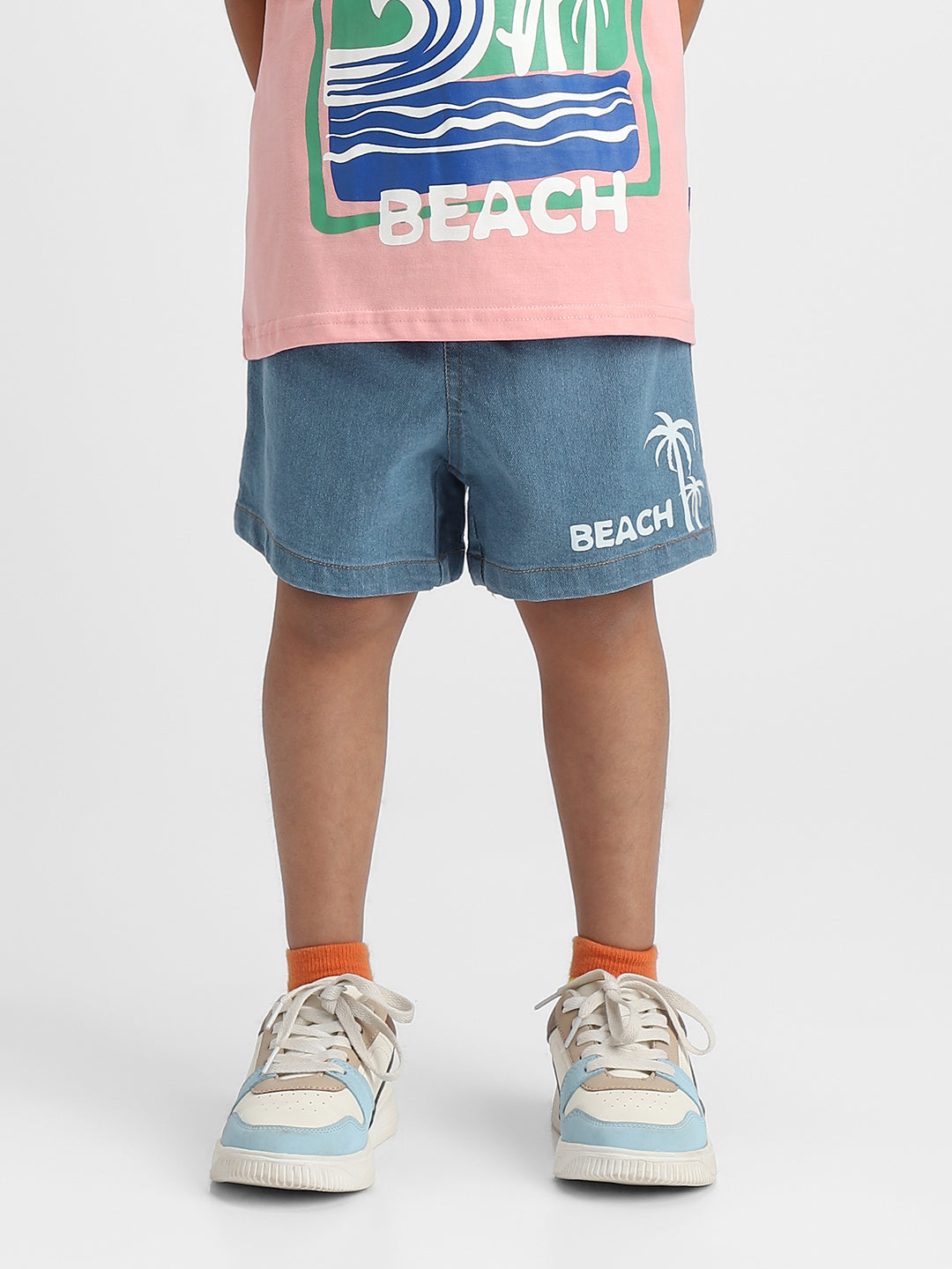 Nautinati Printed T-shirt and Denim Shorts Set for Boys | Age 2 - 10 Years