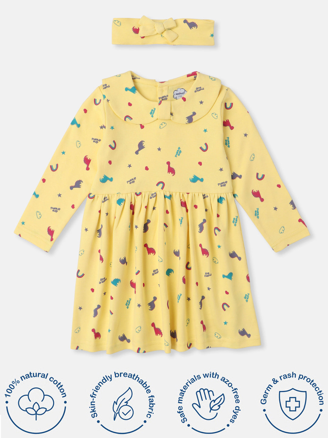 Nautinati Infantsâ€™ Cotton All Over Graphic Print Dress with Matching Headband