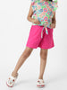 Nautinati Girls' Pink Combo Set of Floral Printed Sleeveless Top with Matching Belt and Solid Shorts