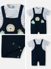 Nautinati Infants Animal Embroidery Cotton Dungaree with Striped T-shirt