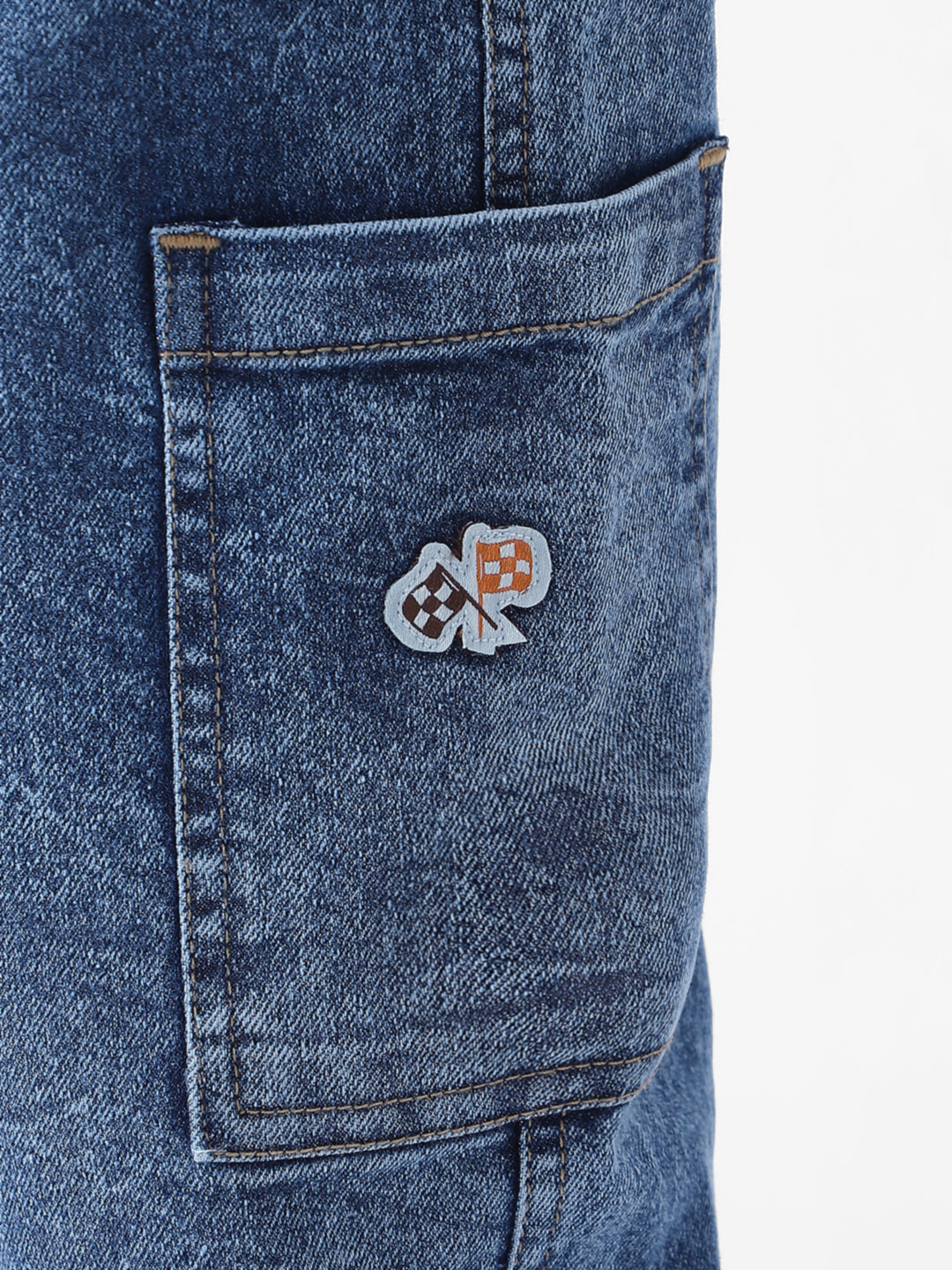 Nautinati Boys' Cotton Denim Cargo Jeans with Badge Detailing