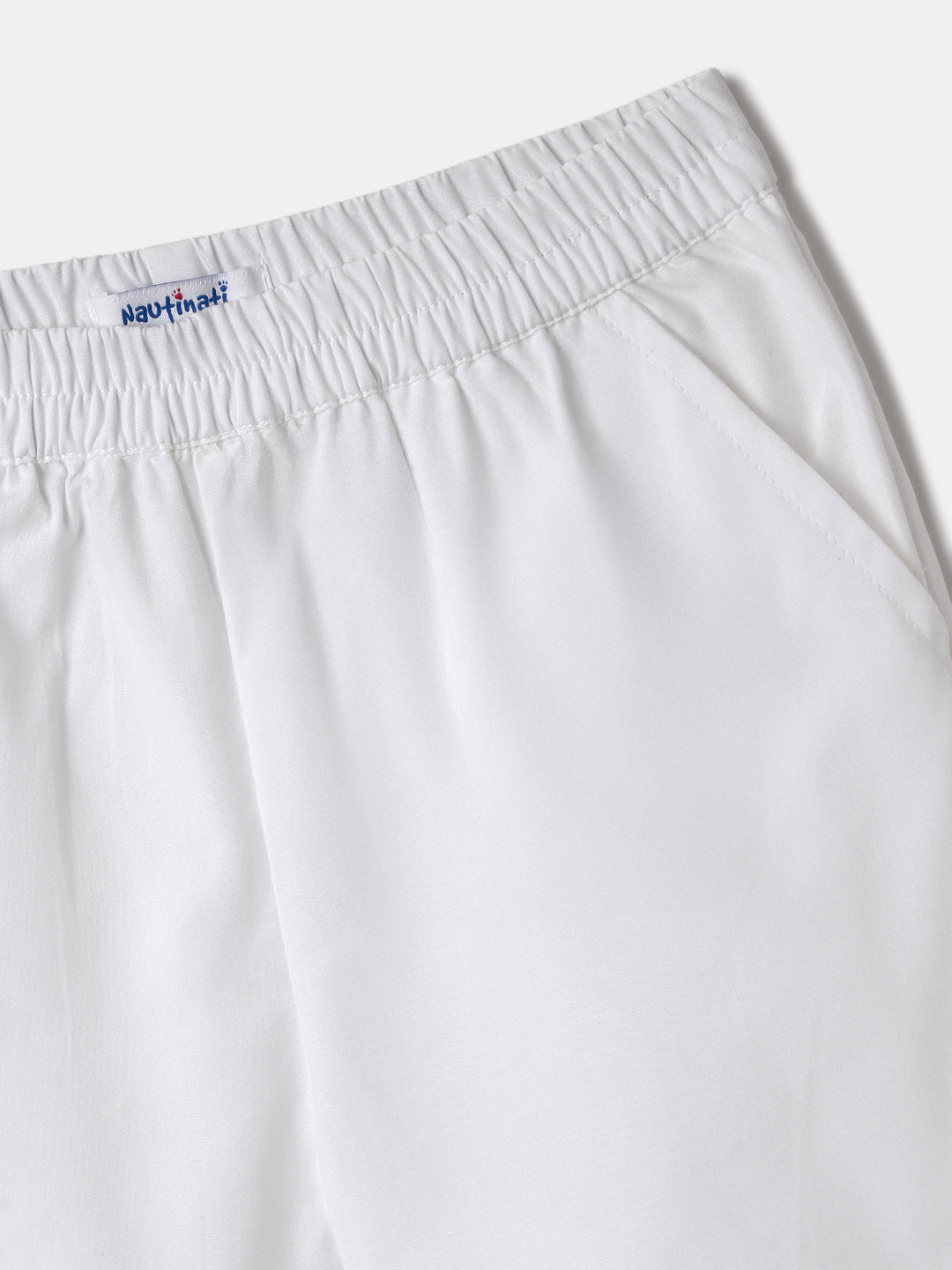 Nautinati Embroidered Blue Top and White Shorts Set for Girls