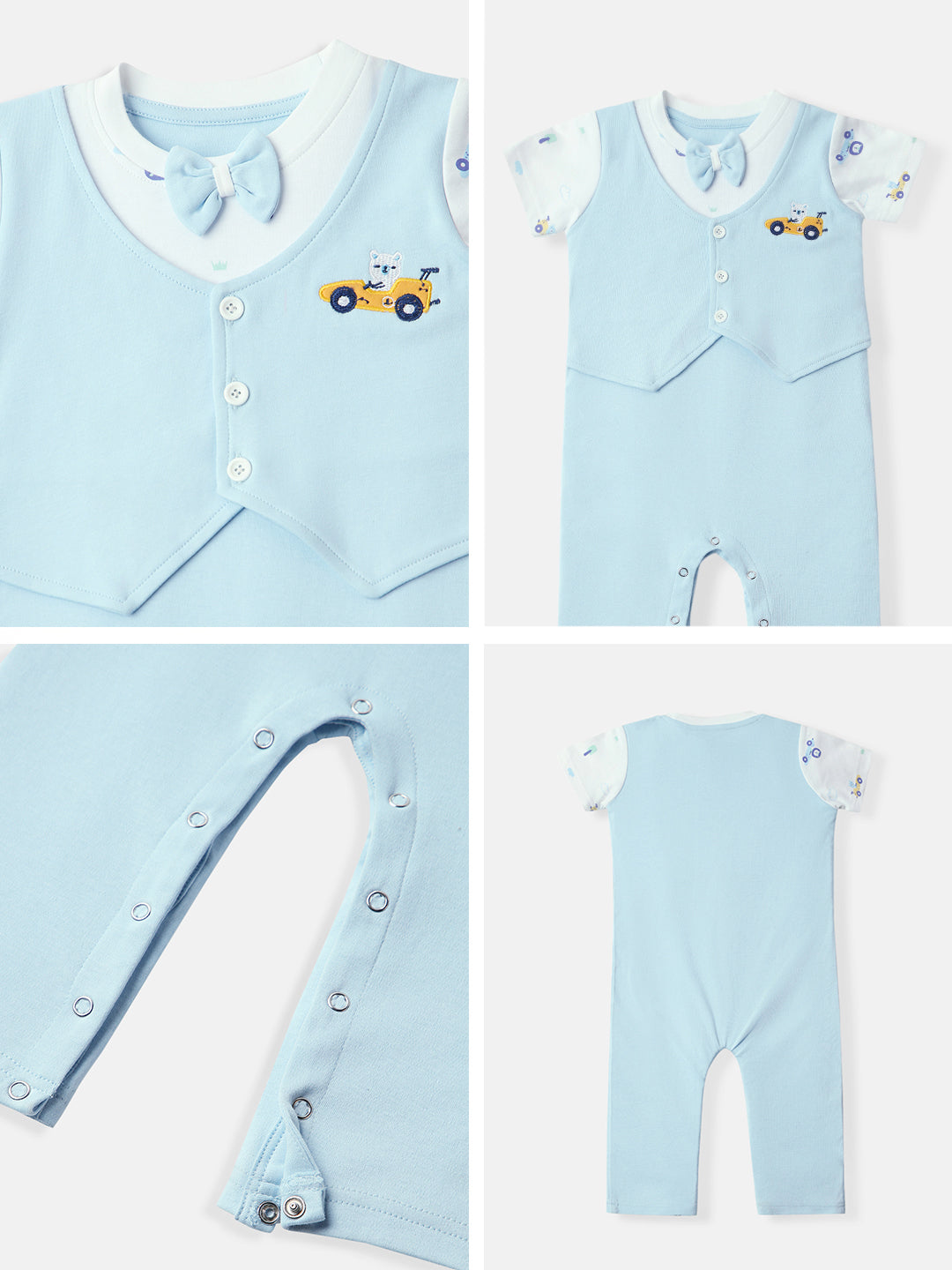 Nautinatis Infants Cotton Interlock Printed Bodysuit With Attached Waistcoat