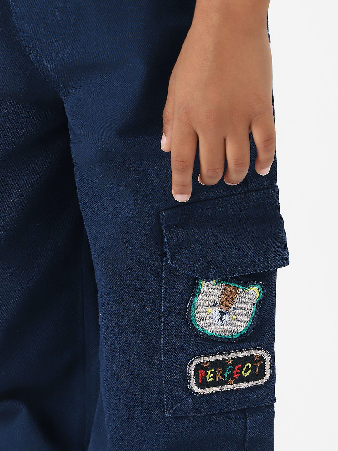 Nautinati Boys' Bear Patch Denim Cargo Style Joggers