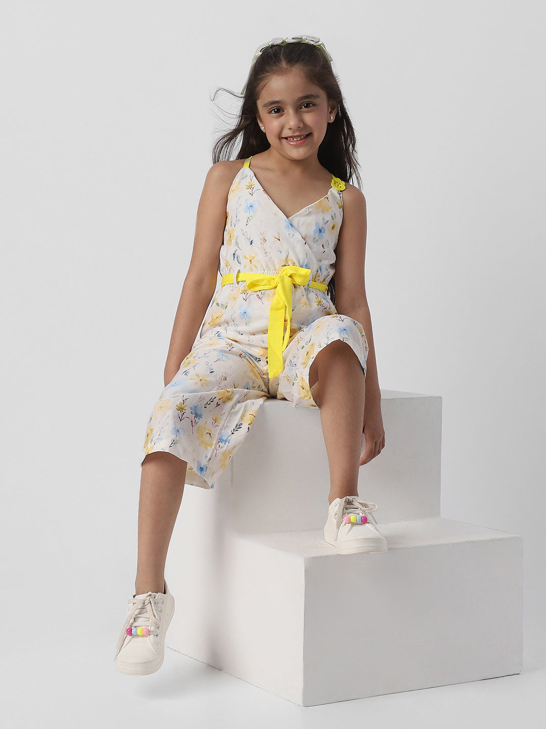 Nautinati Girls Printed Sleeveless Jumpsuit