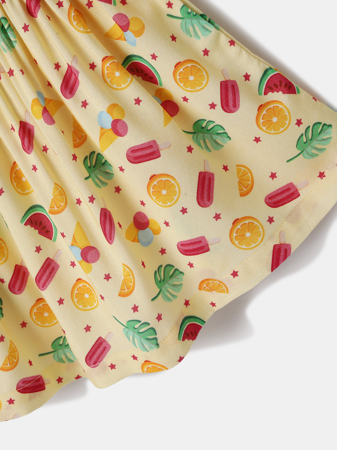 Nautinati Yellow Printed Top and Shorts Set for Girls