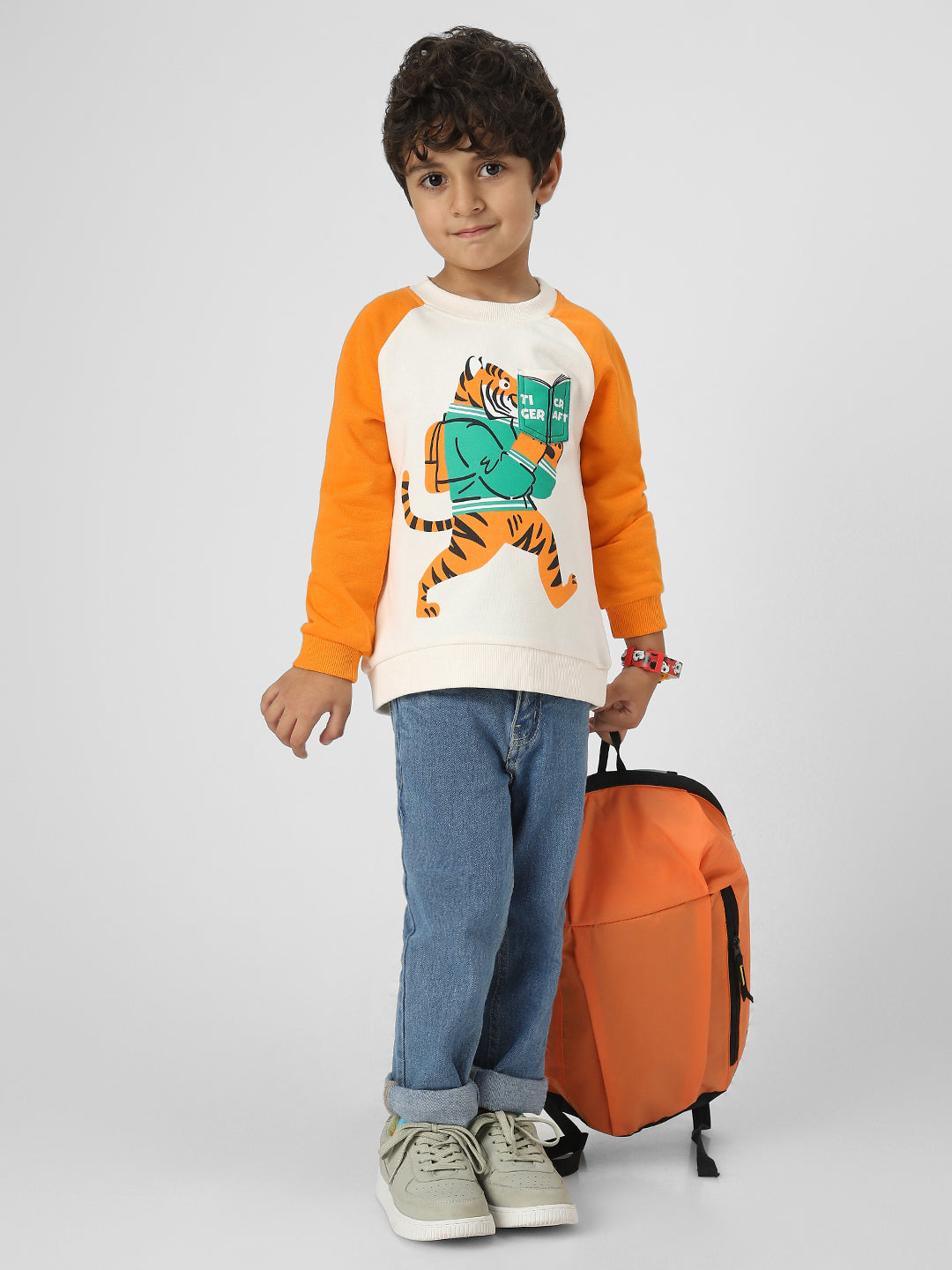 Boys Animal Graphic Printed Sweatshirt With Pocket Detail