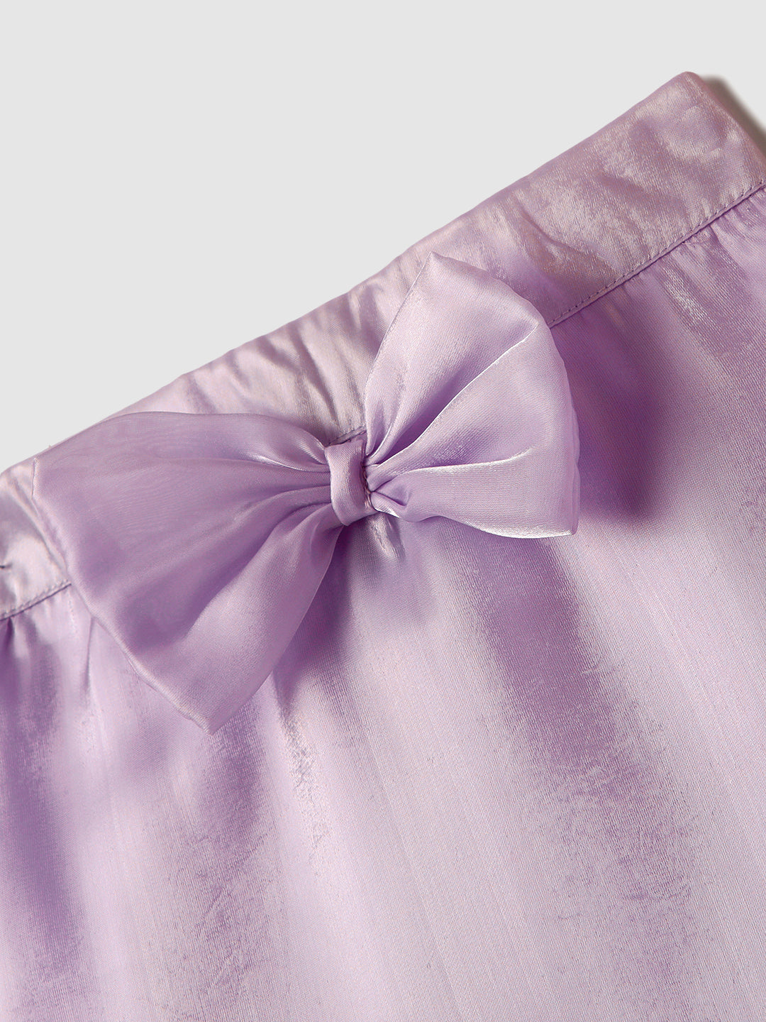 Nautinati Oraganza Lavender Bow Skirt With White Top Set for Girls