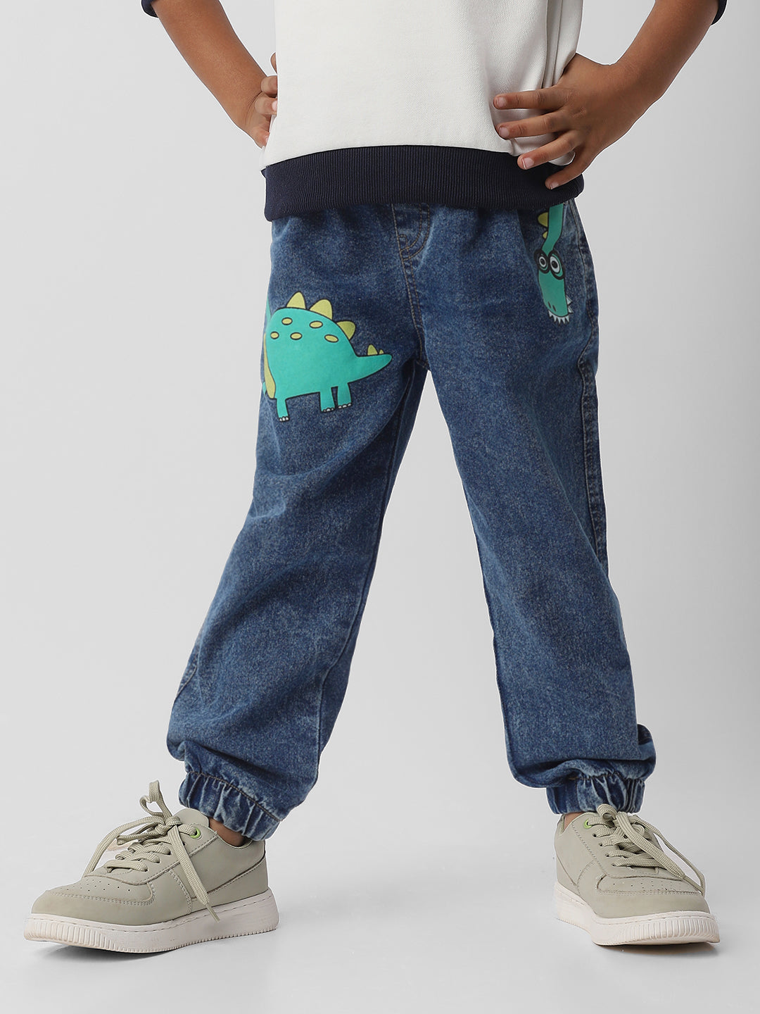 Nautinati Boys Dino Graphic Print Denim Jeans