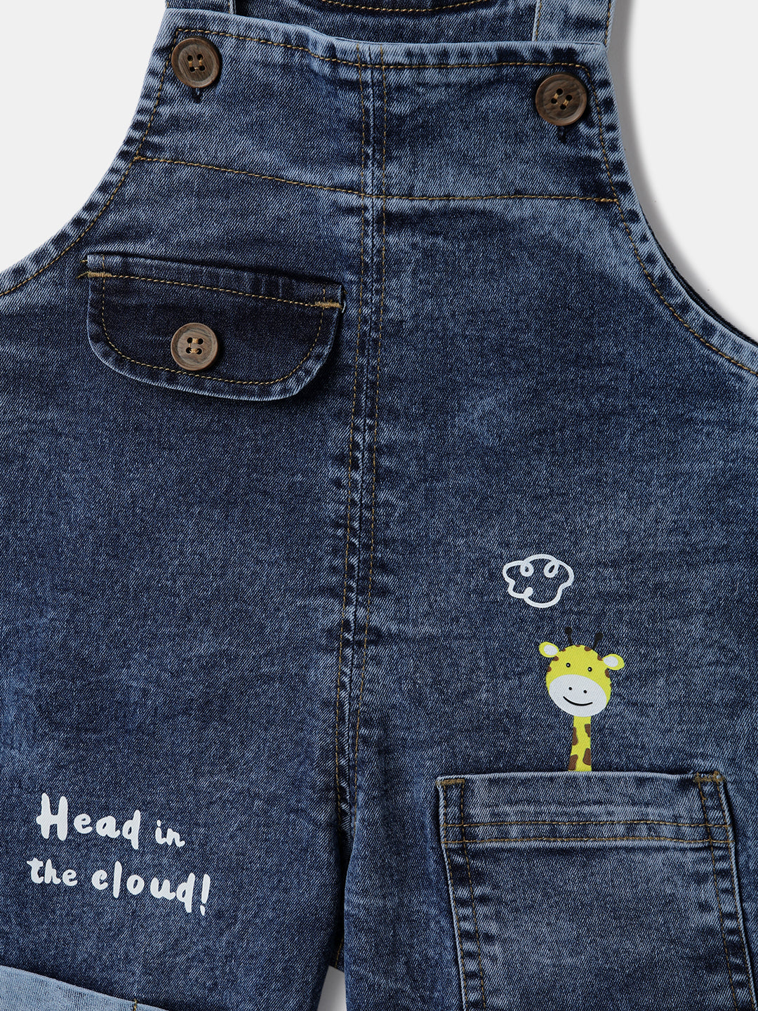 Nautinati Striped Yellow T-shirt and Blue Denim Dungaree Set for Boys