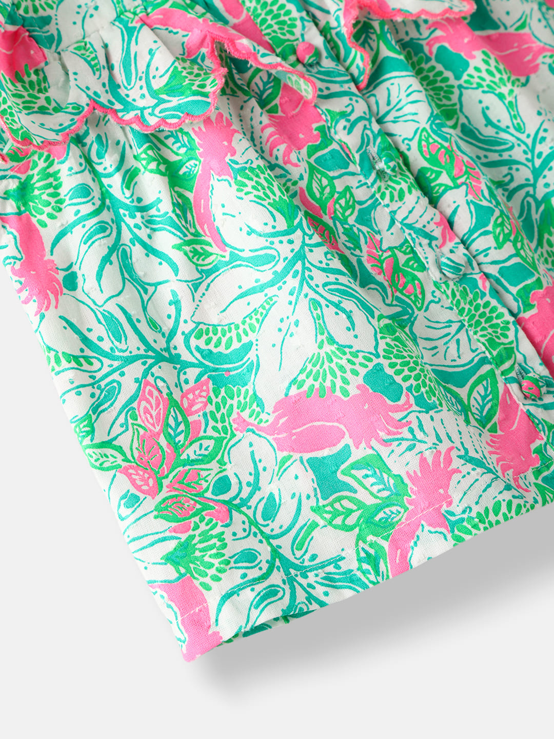 Nautinati Girls' Printed Ruffle Sleeves Top with Solid Shorts