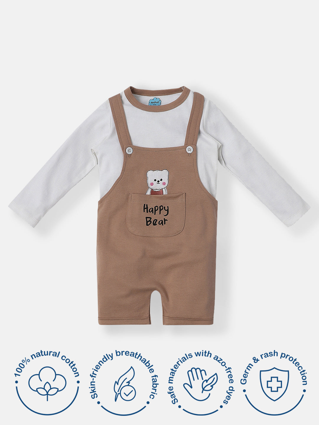 Nautinati Infants Animal Embroidery Cotton Dungaree with T-shirt