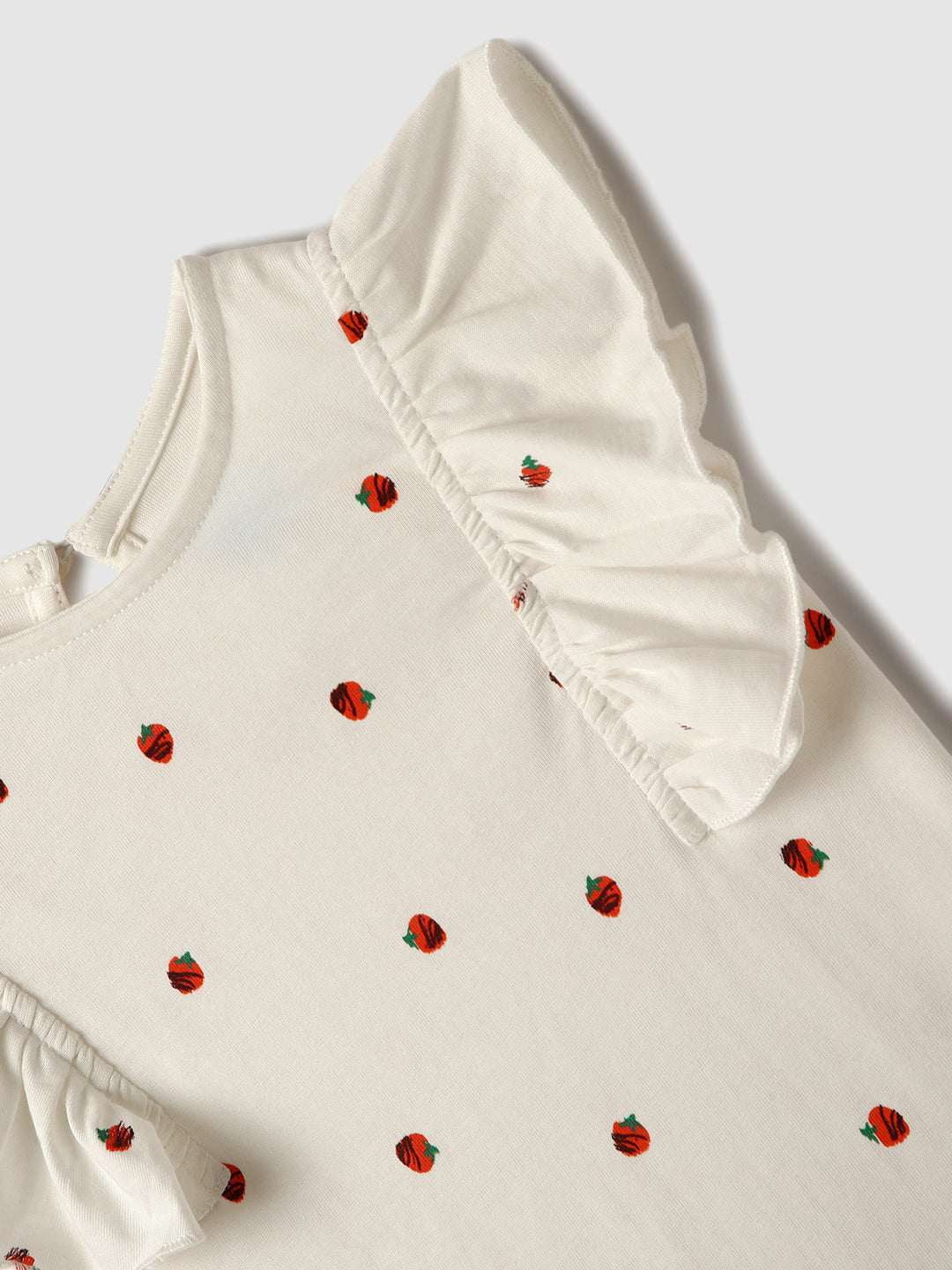 Nautinati Pack of 2 White & Red Printed Tops for Girls