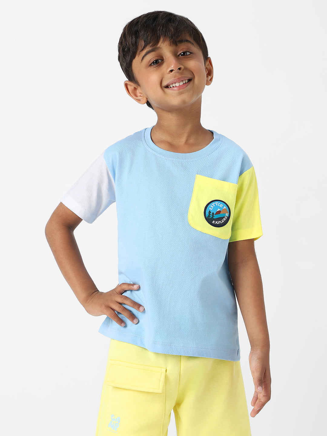 Nautinati Boys' Colourblock Combo Set of T-shirt and Shorts