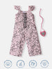 Nautinati Girls Cotton Heart Printed Printed Jumpsuit with Sling Bag