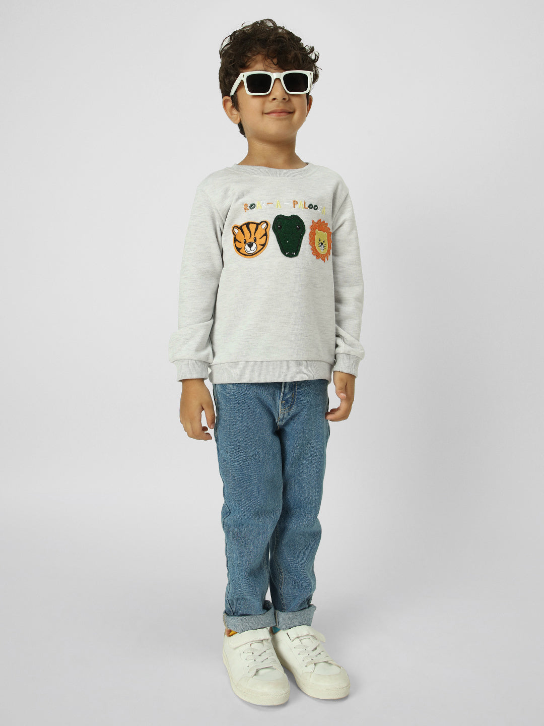 Boys Animal Printed Pullover Sweatshirt