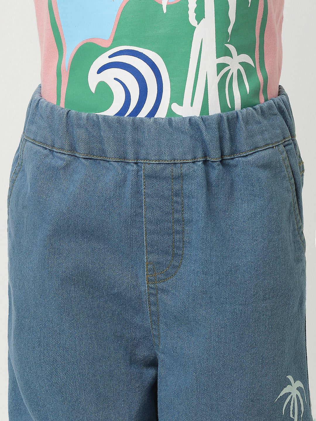 Nautinati Printed T-shirt and Denim Shorts Set for Boys | Age 2 - 10 Years