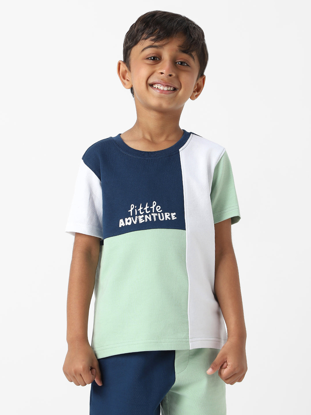 Nautinati Boys' Colourblock Combo Set of T-shirt and Shorts