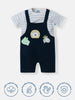 Nautinati Infants Animal Embroidery Cotton Dungaree with Striped T-shirt