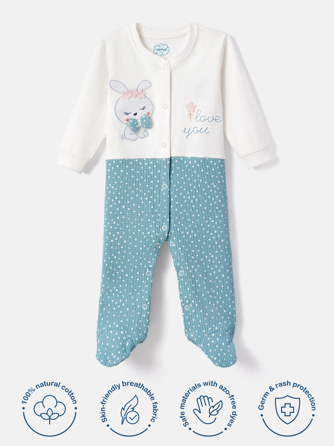 Nautinati Soft Cotton Romper Sleepsuit For Infants Newborn Baby Boys & Girls With Front Open Buttons