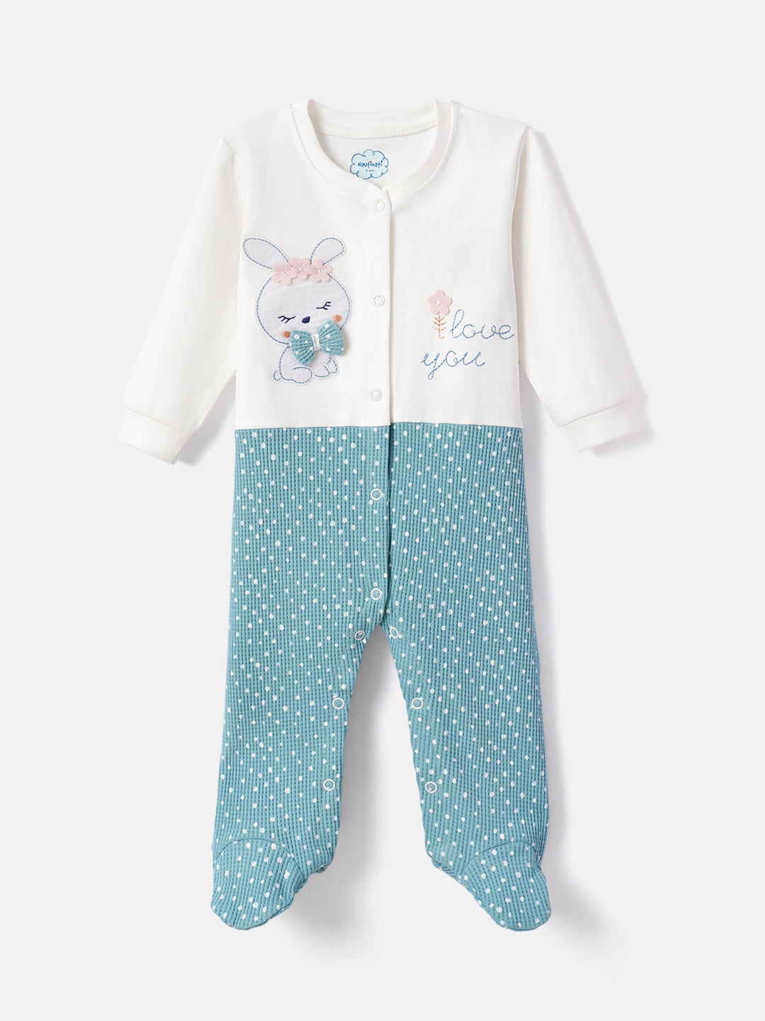 Nautinati Soft Cotton Romper Sleepsuit For Infants Newborn Baby Boys & Girls With Front Open Buttons