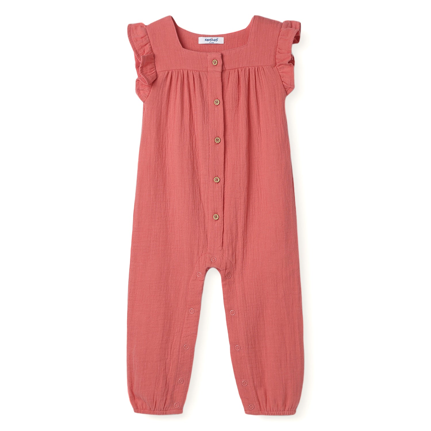 Nautinati Girls Ruffle Sleeve Sleepsuit |Textured Cotton| Age 3 - 24 Months