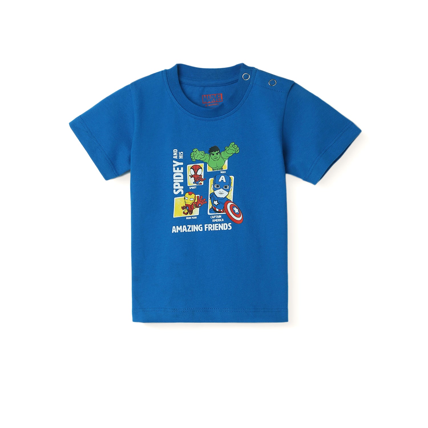 Nautinati Boys Marvel Print T-shirt| Cotton| Age 3 - 24 Months