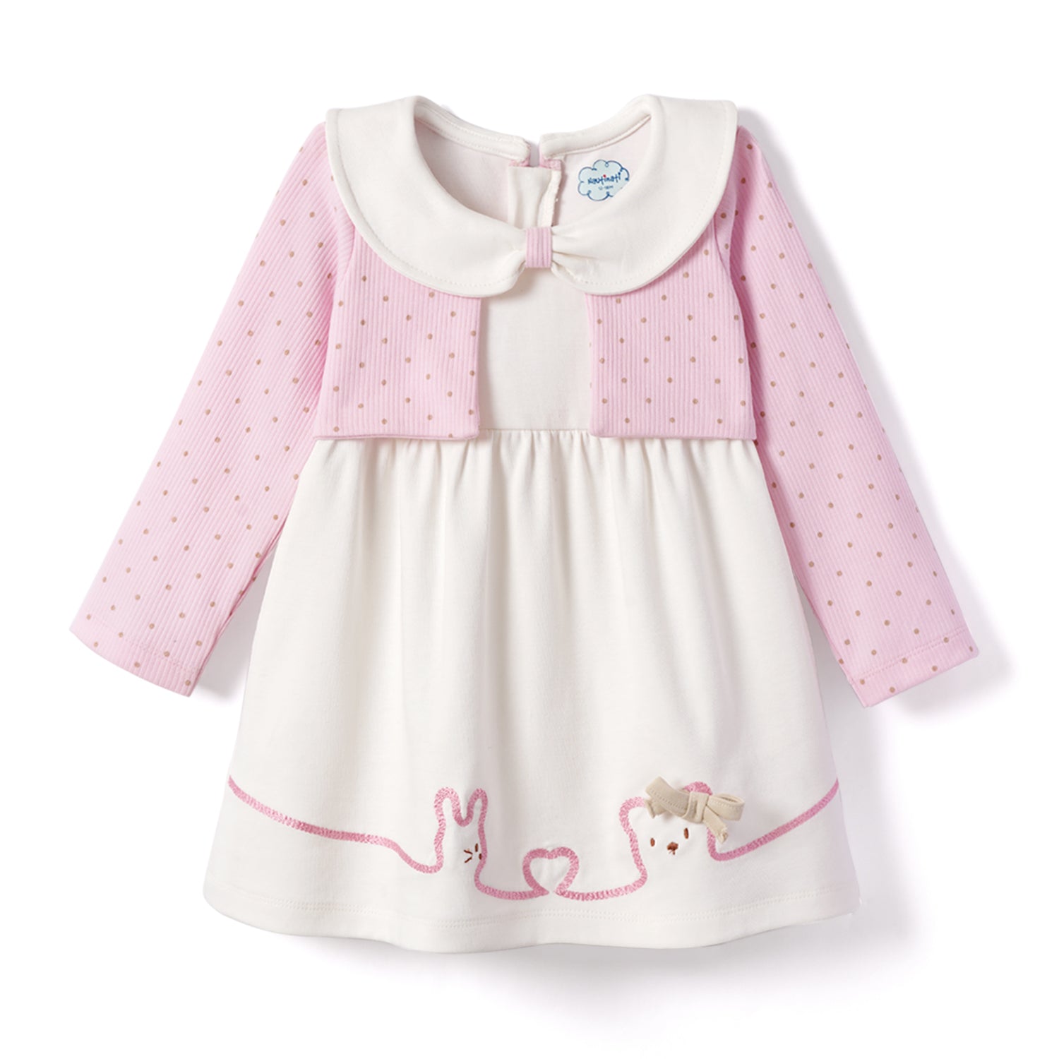 Nautinati Soft Cotton Dress for Infants Newborn Baby Girls With Shrug