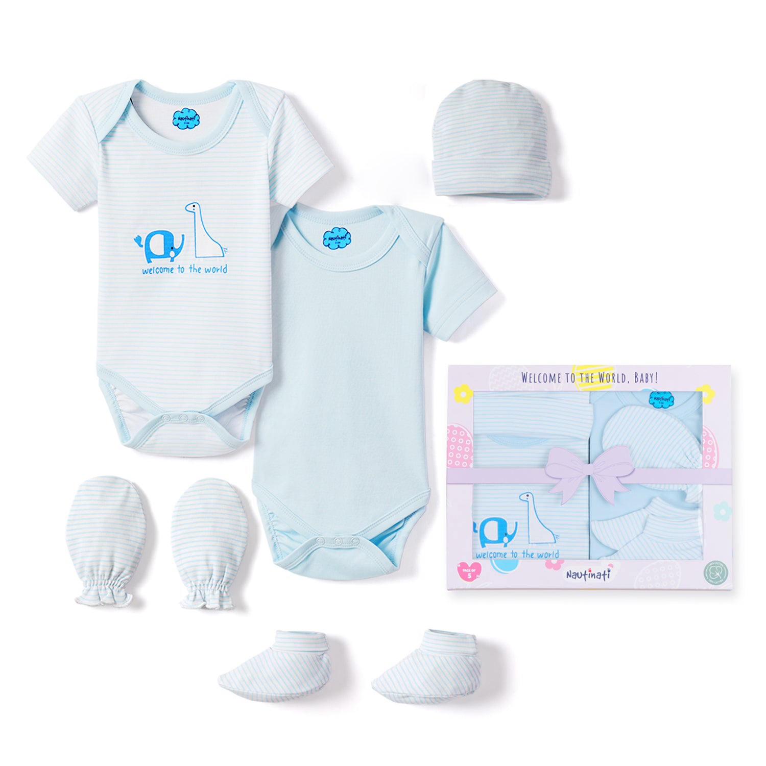 Nautinati Newborn Baby Clothing Gift Set of 5 Items, 0-6 months