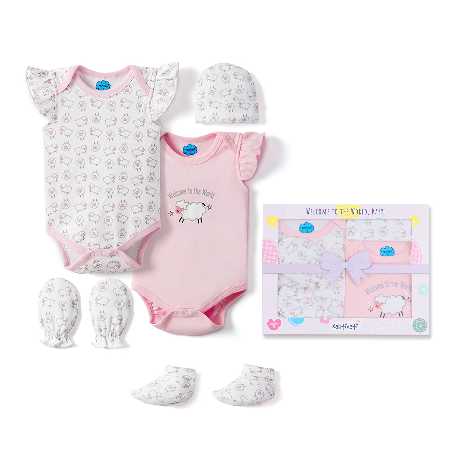 Nautinati Newborn Baby Clothing Gift Set of 5 Items, 0-6 months