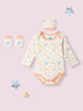Nautinati Infants' Cotton Printed Romper Set with Mittens and Cap