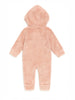 Nautinati Pink Bear Hooded Printed Fur Sleepsuit for Infant Girls