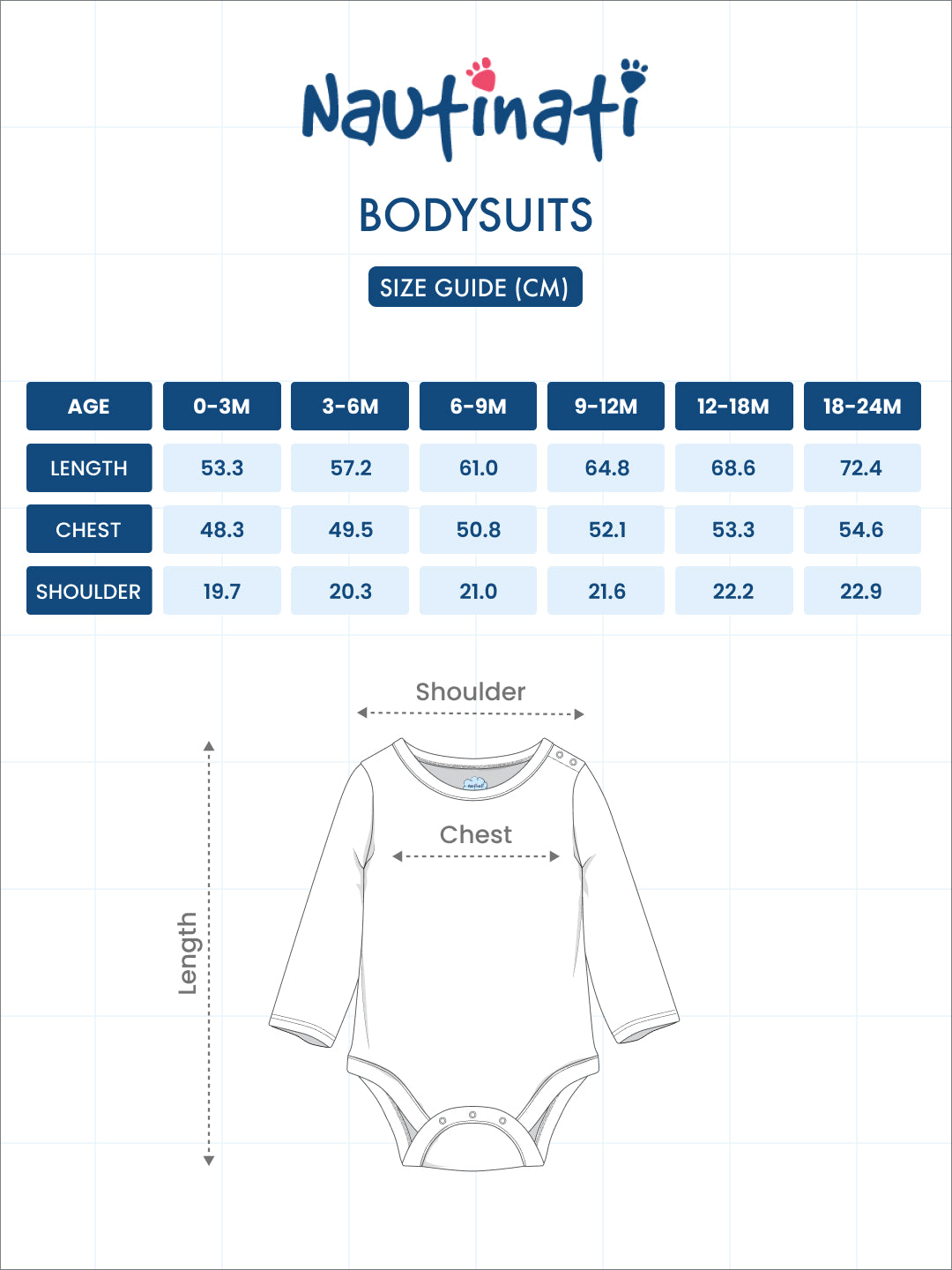 Nautinati Soft Cotton Bodysuits for Infants Newborn Baby Boys & Girls With Snap buttons Pack of 2