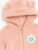 Nautinati Pink Bear Hooded Printed Fur Sleepsuit for Infant Girls