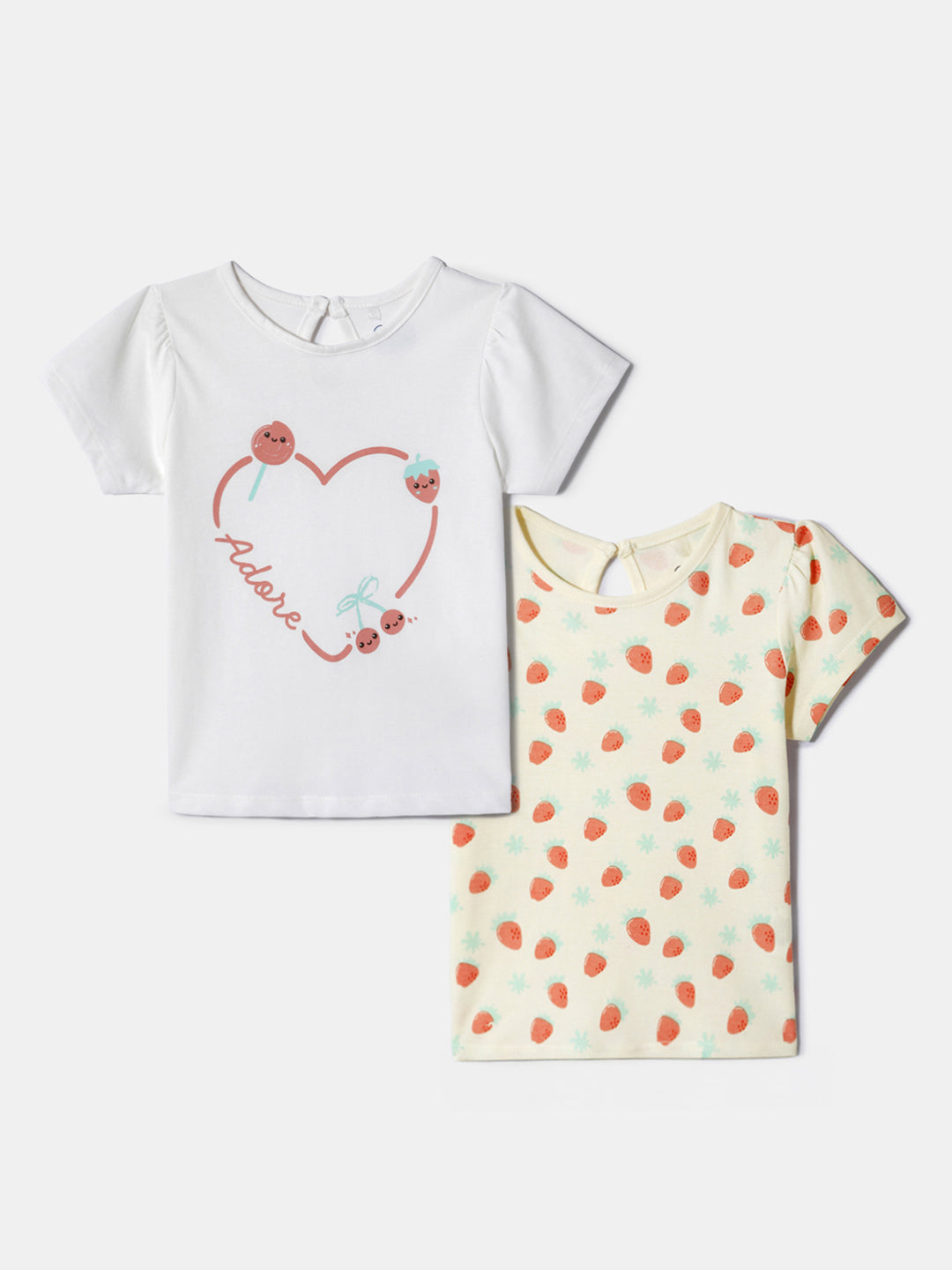 Nautinati Girls' Cotton Printed Tops | Pack of 2 | Age 0 - 2 Years