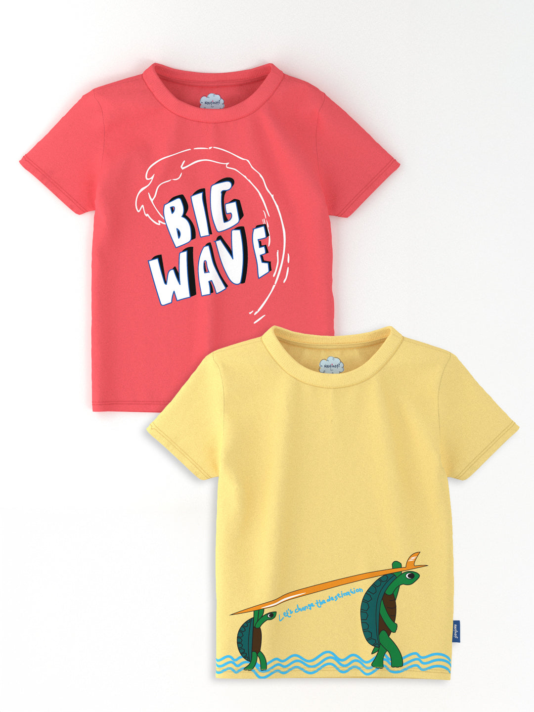 Nautinati Boys' Pack of 2 Cotton Beach Graphic Printed T-shirts
