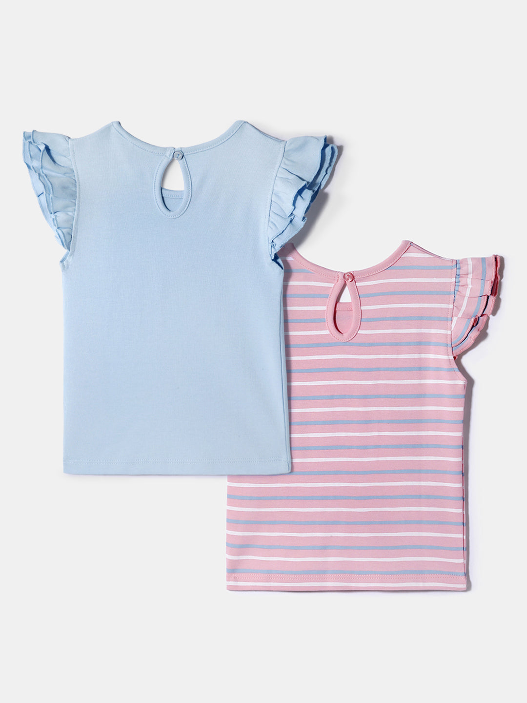 Nautinati Girls' 100% Cotton Printed Tops | Pack of 2 | Age 0 - 2 Years