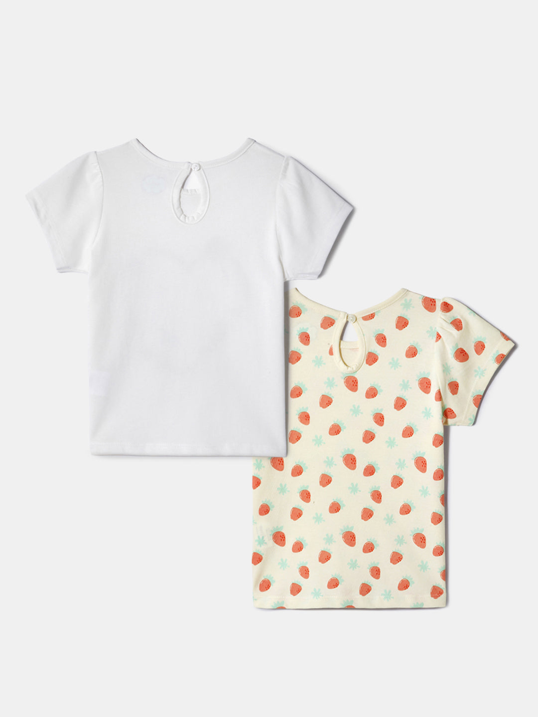 Nautinati Girls' Cotton Printed Tops | Pack of 2 | Age 0 - 2 Years