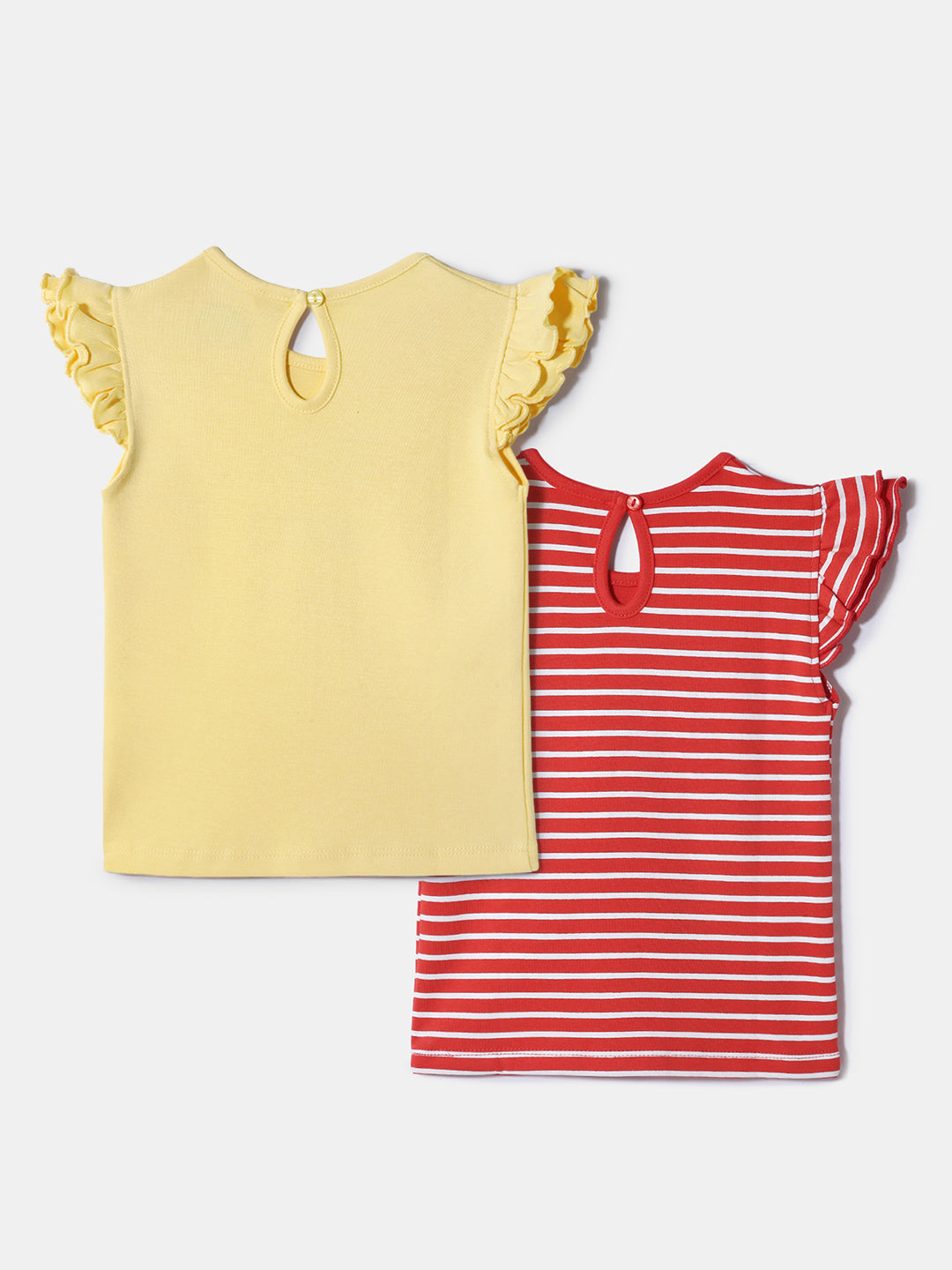 Nautinati Girls' 100% Cotton Printed Tops | Pack of 2 | Age 0 - 2 Years