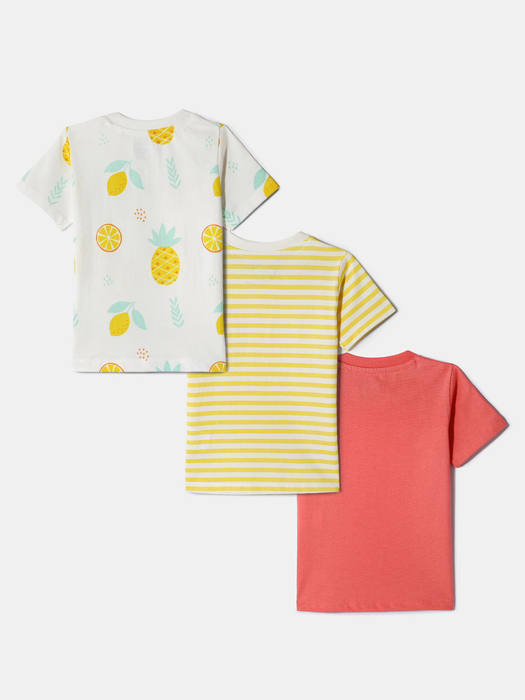 Nautinati Girls' Cotton Tops | Pack of 3 | Age 0 - 2 Years