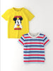 Nautinati Disney Boys Pack of 2 Cotton Mickey Mouse Printed T-shirt