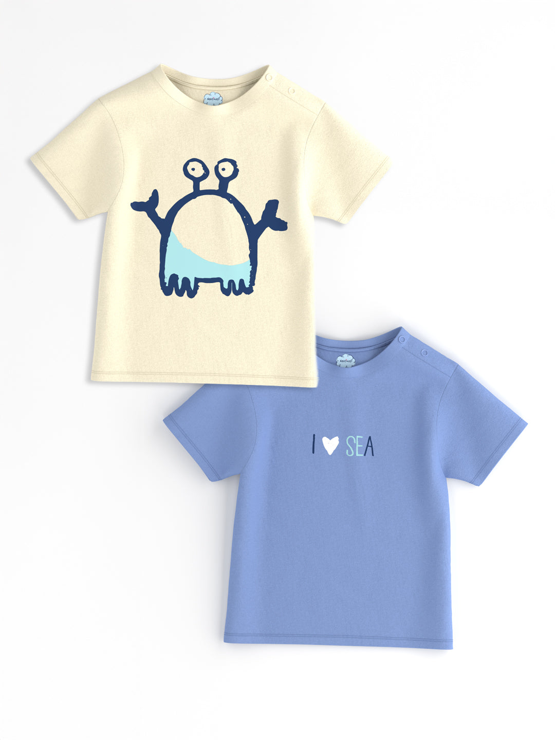 Nautinati Boys' Pack of 2 Cotton Beach Graphic Printed T-shirts