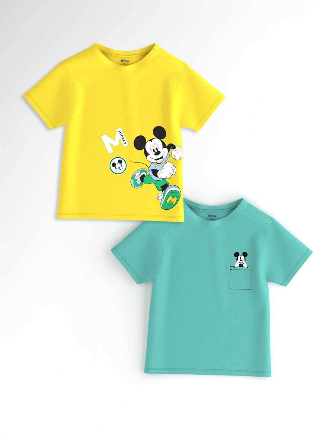 Nautinati Boys' Pack of 2 Cotton Mickey Mouse Printed T-shirts