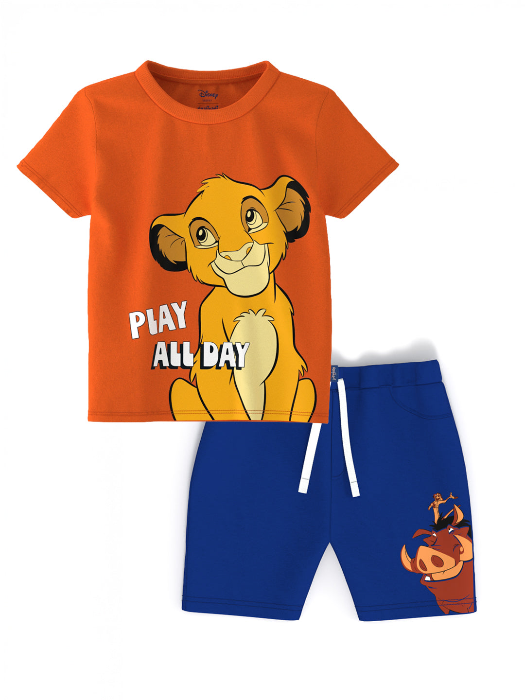 Nautinati Boys' Cotton Lion King Print T-shirt and Shorts
