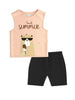 Nautinati Boys Peach and Black Graphic Printed Set | Aged 0 - 2 Years | Sleeveless Cotton Tshirt and shorts.