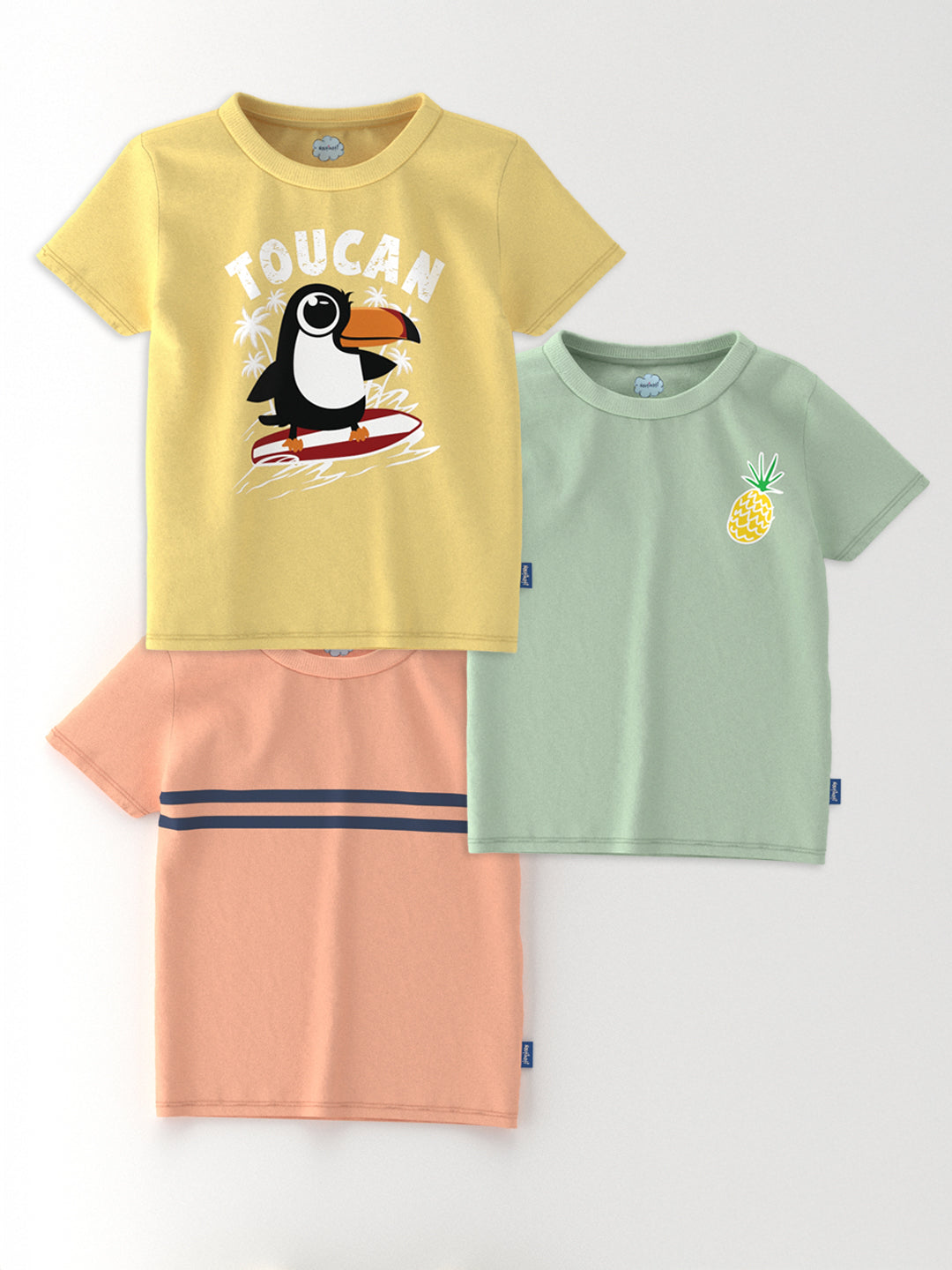 Nautinati Boys' Cotton Pack of 3 Graphic Printed T-shirt