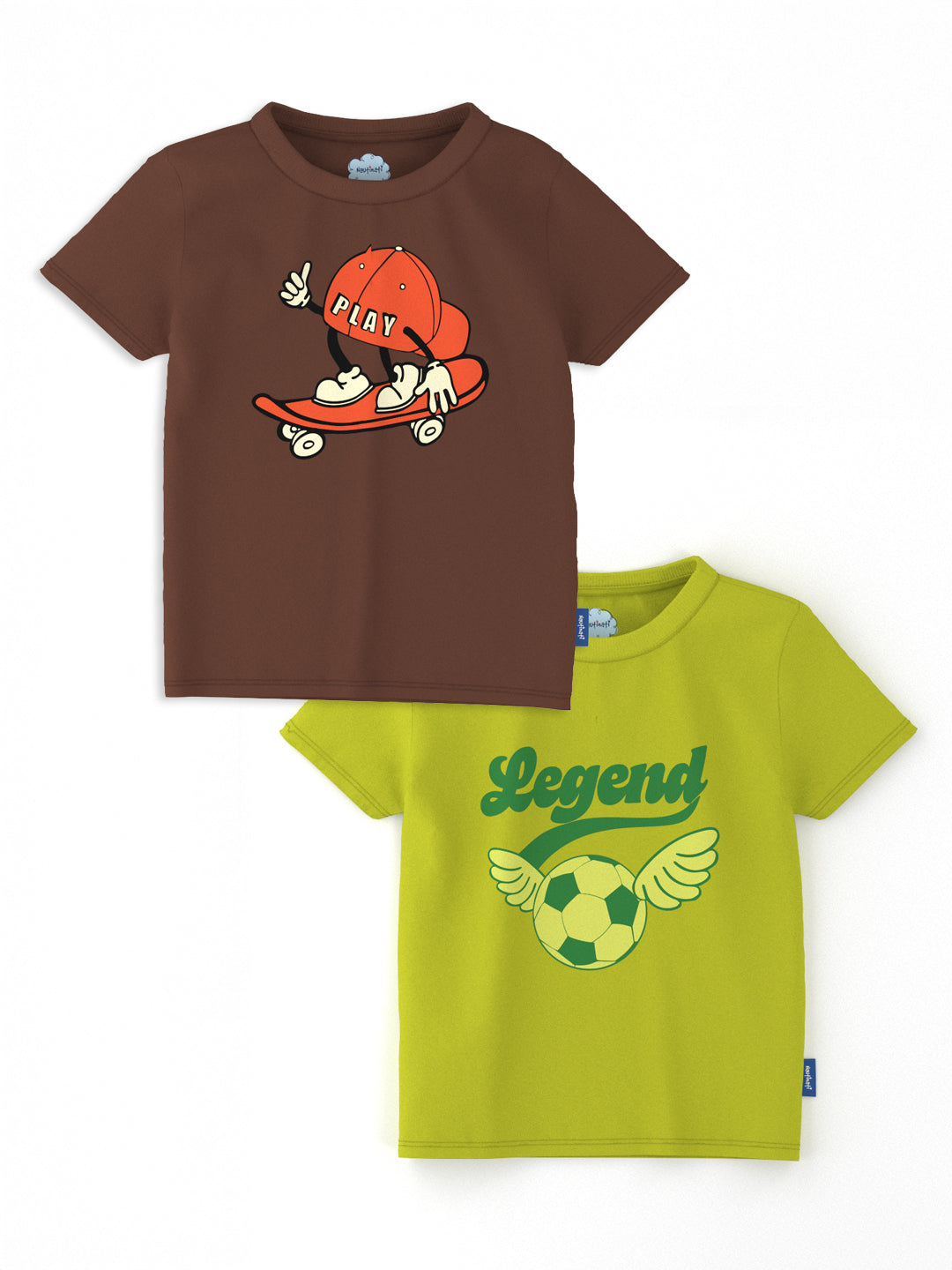 Nautinati Boys' Cotton Printed T-shirt | Age 2 - 10 Years | Pack of 2